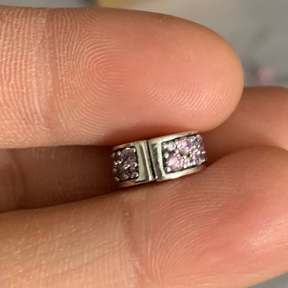 Authentic Retired Pandora CZ Bling Sparkling Charm Safety Clip Stopper Spacer - Picture 5 of 11